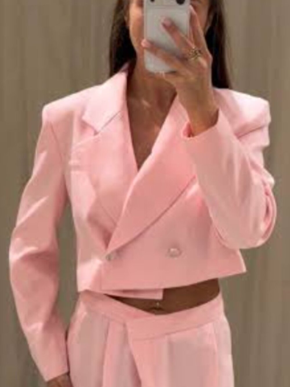 ZARA Pink Cropped Blazer Jacket